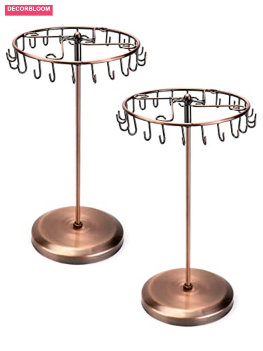Spinning Jewelry Tree Display Stand Organizer 23 Hooks Metal 2 Pack